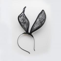 Black lace bunny ears headband.